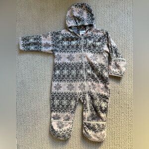 Columbia Baby 18M Bunting Fleece Snowsuit Hooded Gray Pink Snowflake